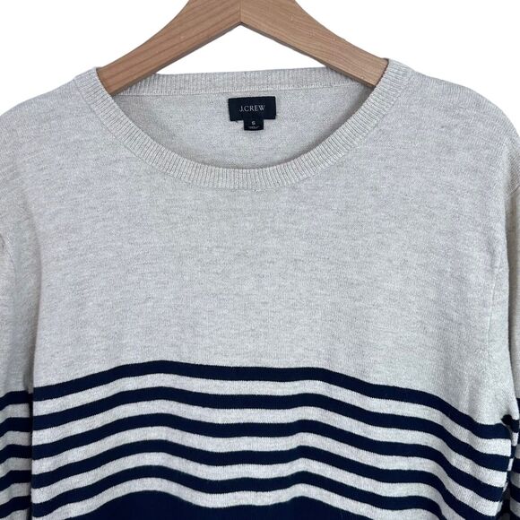 J Crew Crewneck Sweater Cotton Stripped Pullover Men’s Size Small Preppy Coastal - Picture 3 of 14